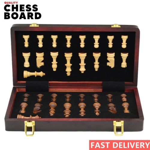 Luxury Magnetic Chess Set Traditional Wooden Folding Classic Chess board Handwork Solid Wood Pieces Walnut New Zealand Pine Wooden Chessboard Adult Kids Gift Board Game Toys