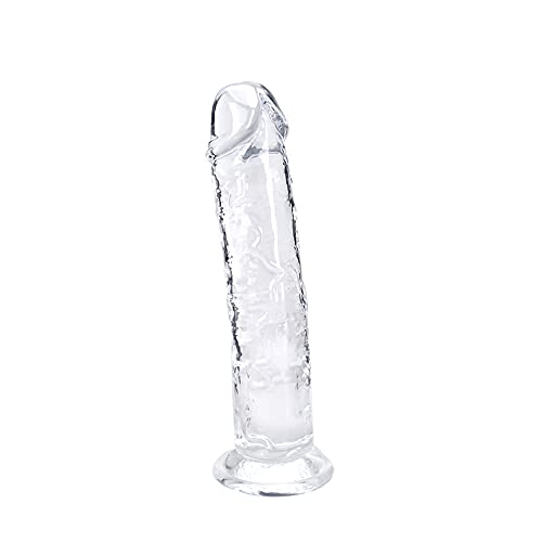 7 Inch Small Realistic Dildo, Soft Lifelike Beginner Sex Toy Thin Penis Clear with Strong Suction Cup for Womens/Men/Gay,Adult Life Like Sex Anal Cute Toys & Games - Transparent