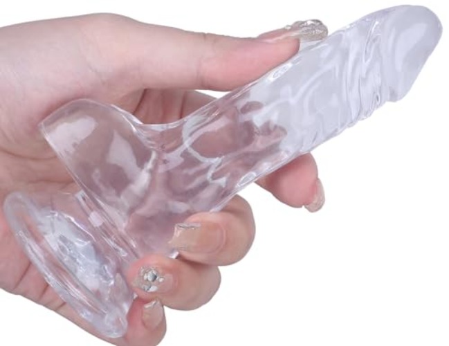 5.2 Inch Realistic Anal Dildo with Powerful Suction Cup, Small Anal Plug Dildos for Beginner, G-Spot Stimulation & Anal Training, Butt Plug Toys for Women & Men, Anal Trainer Sex Games (Transparent) - Transparent 5.2''
