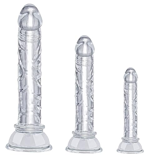 XINBALE Anal Plug Training Sets，3 Sizes Clear Anal Dildos with Strong Suction Cup Anal Prostate Vaginal G-Spot Sex Toys for Beginners to Advanced Users - Clear