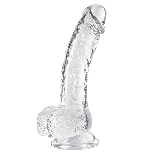 Clear Realistic Dildo, 7.3 Inch Feels Like Skin Body-Safe Material, with Strong Suction Cup for Hands-Free Play, Adult Sex Toys Suitable for Women Men Gay ＆ Couple - L1 - Clear