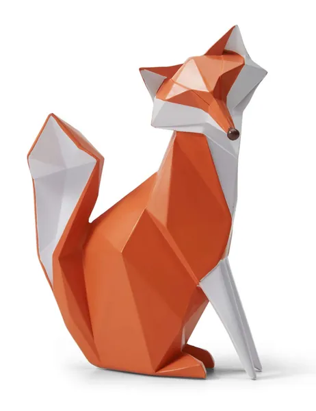 HAUCOZE Fox Figurine Statue Gifts Geometric Sculpture Decor Polyresin Animal Arts 8.0 inch - 