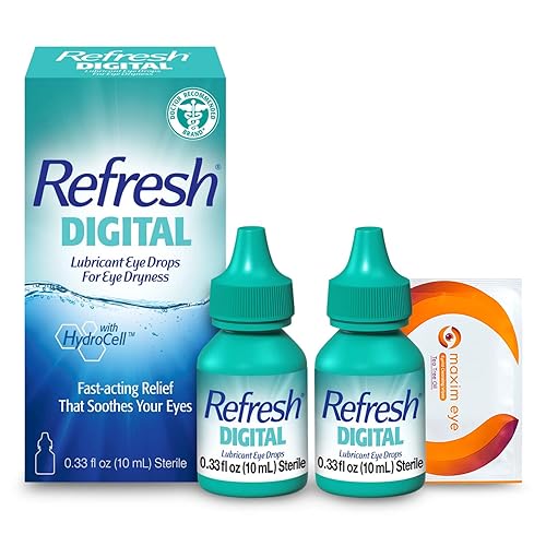 Digital Eye Drops, 2 Bottles of 0.33 Fl Oz Sterile (Total 20 ml), Bundled with 1 Tea Tree Oil Eyelid/Eyelash Wipe