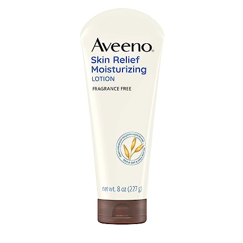 Aveeno Skin Relief 24-Hour Moisturizing Lotion for Sensitive Skin with Natural Shea Butter & Triple Oat Complex, Unscented Therapeutic Lotion for Extra Dry, Itchy Skin, 8 fl. oz - Fragrance Free - 8 Fl Oz (Pack of 1)