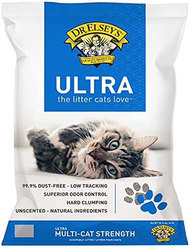 Dr. Elsey’s Premium Clumping Cat Litter - Ultra - 99.9% Dust-Free, Low Tracking, Hard Clumping, Superior Odor Control, Unscented & Natural Ingredients - 40 lb