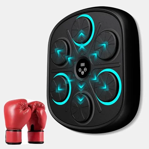 OurStarry 2024 New Model Smart Music Boxing Machine for Adults and Kids, Bluetooth Training Machine with LED Electronic Wall Mounted, Home Indoor Workout Equipment with Premium Boxing Gloves
