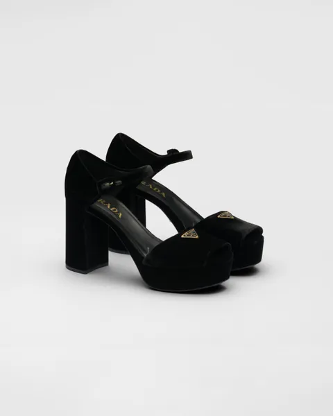 Velvet platform sandals