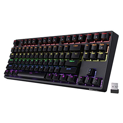 RK ROYAL KLUDGE RK87 Sink87G RGB Wireless TKL Mechanical Gaming Keyboard, 87 Keys No Numpad Tenkeyless Compact 2.4G Wireless Keyboard with Tactile Brown Switches, Exceptional Macro Settings - Black