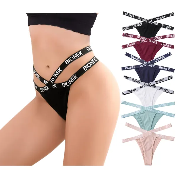 BIONEK Sexy Thongs Underwear for Women Sexy Panties No Show Thong G-String Low Rise Panty Hipster Cheeky