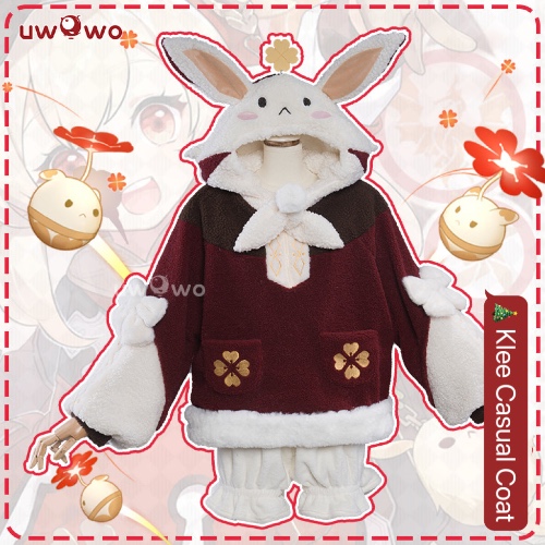 【In Stock】Uwowo Genshin Impact Fanart KLee Casual Bunny Ear Hoodie Klee Cute Cospaly With Moveable Ears - XL
