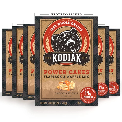 Kodiak Cakes Power Cakes Protein Pancake Mix & Waffle - 100% Whole Grain - Chocolate Chip (Pack of 6) - Chocolate Chip - 6pck