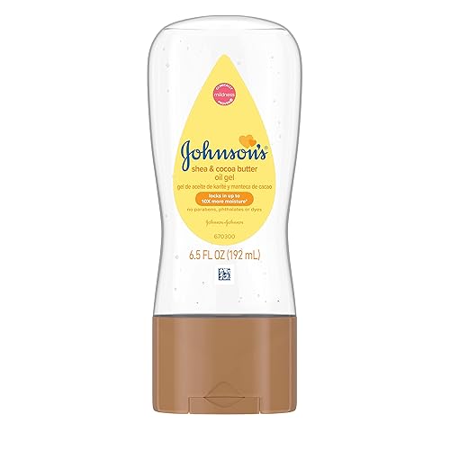 Johnson's Baby Oil Gel Enriched With Shea and Cocoa Butter, Great for Baby Massage, 6.5 fl. oz (Packaging May Vary)
