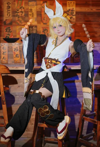 Onmyoji Rin Cosplay Costume Dress and Belt with Sleeves and Leg Warmer