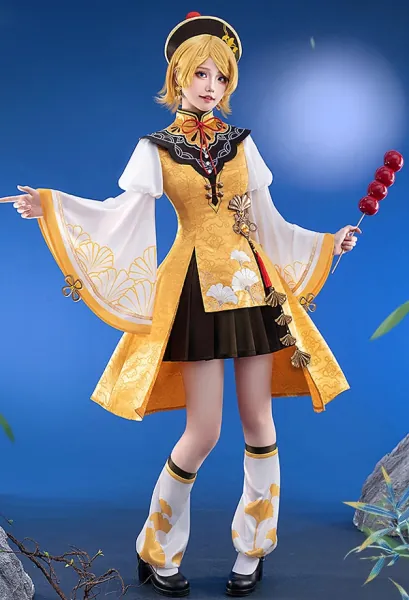 Vocal Rin Cosplay Costume Monk Costume Top Skirt with Hat and Shawl