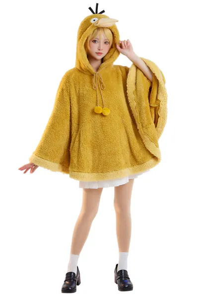 Kawaii Short Cloak Fleece Poncho Hooded Plush Cape