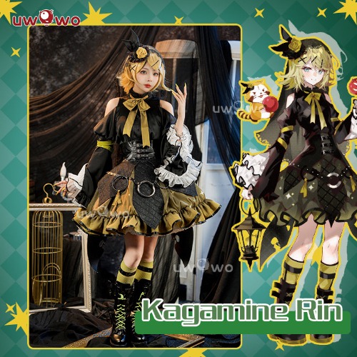 【Pre-sale】Uwowo Vocaloid Kagamine Rin x Rascal Collab Witch Gothic Halloween Cosplay Costume | S