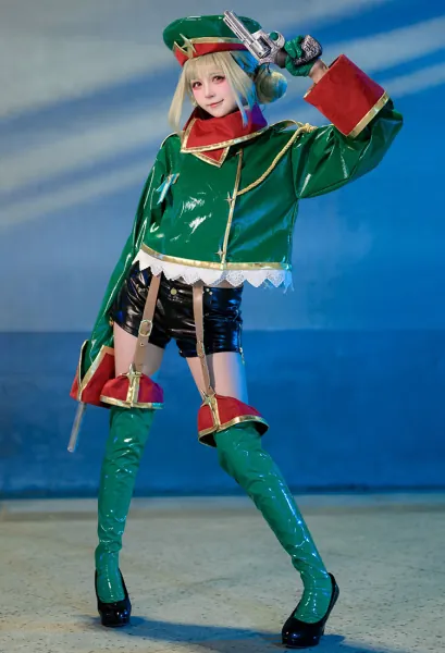 Gushing Over Magical Girls Araga Kiwi Cosplay Costume Green Top and Hat with Shorts Gloves Socks