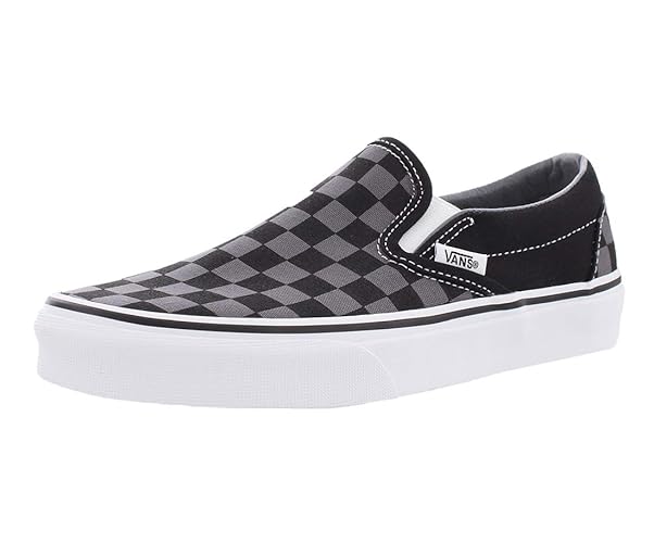 vans Unisex Adults' Classic Slip on Trainers Checkerboard White UK EU - 10 Women/8.5 Men - Black/Pewter Checkerboard-multi-colored