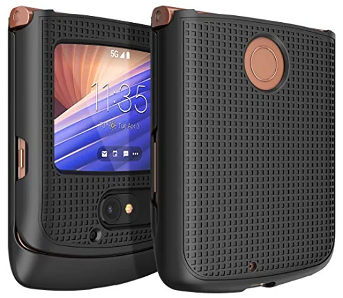 Nakedcellphone Case for Motorola RAZR 5G Flip Phone, [Black] Protective Snap-On Hard Shell Cover [Grid Texture] for Motorola Moto RAZR 5G Flip Phone (2020) XT2071