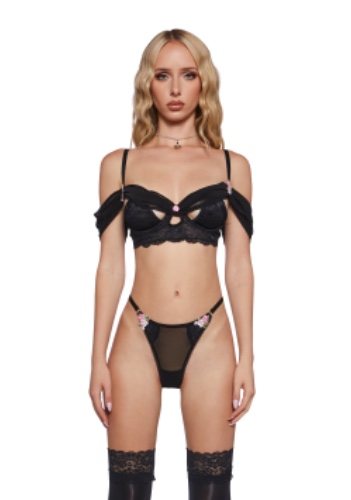 Private Kingdom Lingerie Set - Black | BLACK / Medium