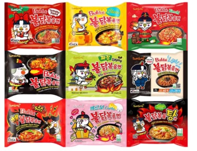 SPICEHUB Samyang Korean Assorted Top Spicy Ramen Noodle (Pack of 10)- ATLEAST 5 flavours