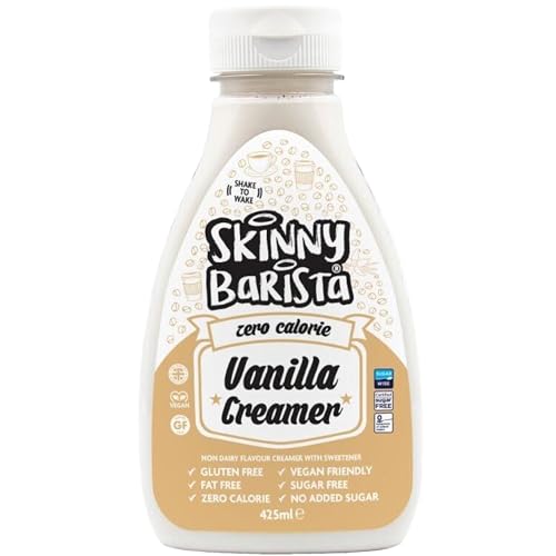 Skinny Food Co Vanilla Coffee Creamer 425ml - Liquid Coffee Creamer Non-Dairy, Vegan, Fat-Free - Skinny Creamer Sugar Free - For Coffee, Tea, Smoothies, Porridge
