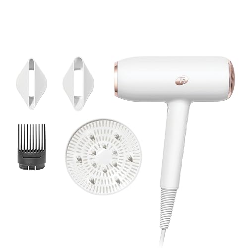 T3 Featherweight StyleMax Professional Ionic Hair Dryer with Custom Heat Automation & 4 Attachments,Fast Drying,Lightweight with 5 Heat & 3 Speed Settings,2 Concentrators,Diffuser & Smoothing Comb - White
