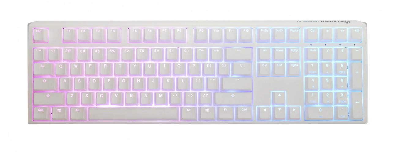 Ducky One 3 Pure White Hotswap RGB Mechanical Keyboard w/ Quack Mechanics | Cherry MX Silent Red