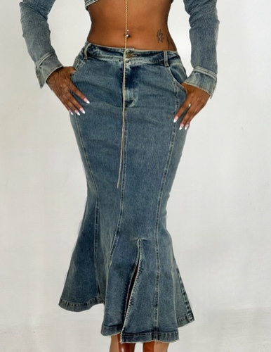 Dulsè Denim Maxi Skirt XS