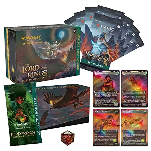 Magic: The Gathering The Lord of the Rings: Tales of Middle-earth Gift Bundle - 8 Set Boosters, 1 Collector Booster + Accessories