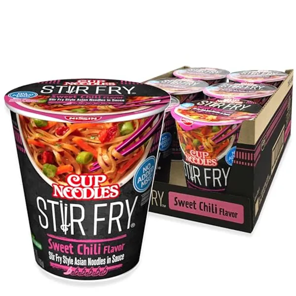 Nissin Cup Noodles Stir Fry Noodles in Sauce, Sweet Chili, 2.89 Ounce (Pack of 6)