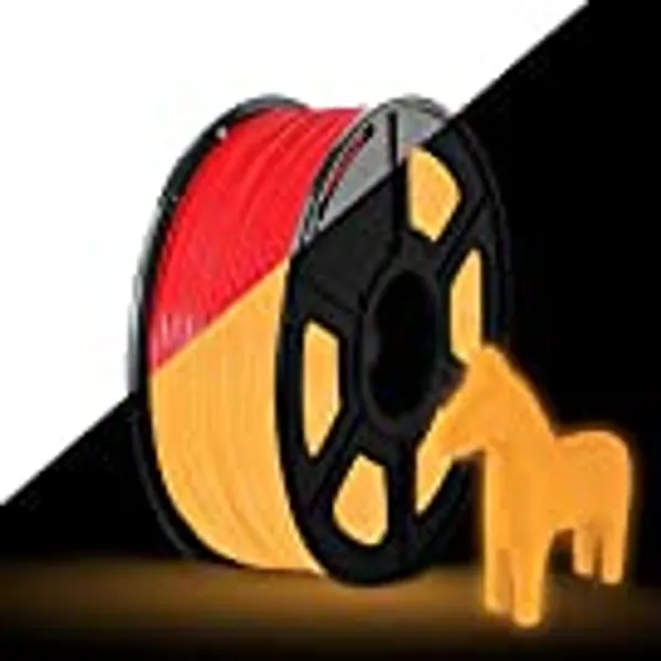 Everyglow 3D Printer Filament, PLA Filament 1.75mm, Glow in The Dark Filament,1KG (2.2 LBS) Spool (Red Glow Orange)