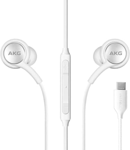 VectorTech USB-C Headphones for Samsung Galaxy S23 Ultra S22 S21 FE S20 Z Flip 3 Fold 4 A53 A54 Earphones with Mic in-Ear Headphones Designed by AKG Wired Earbuds USB Type C Earphones (White) - White