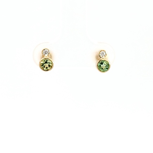 Green Tourmaline & Diamonds Stud Earrings | Default Title