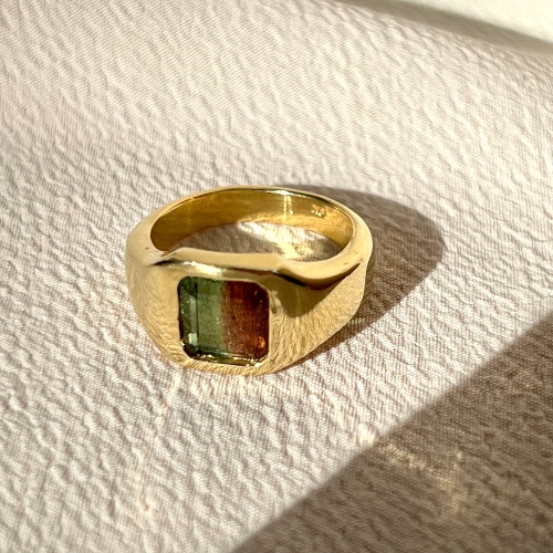 18k Watermelon Tourmaline Ring