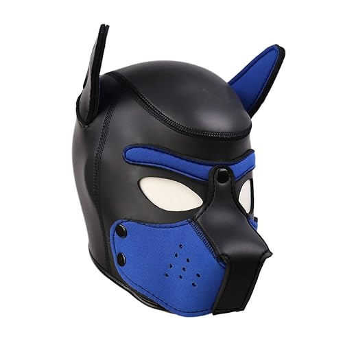 Toosexylingerie Neoprene Puppy Hood Custom Animal Head Mask Novelty Costume Dog Head Masks (Blue) - Blue
