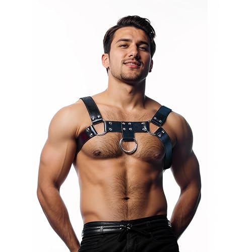 ZEOABSY Harness Belt Costume for Men, Adjustable Mens Leather Body Harness, Sexy Chest Harness Belt Outfits Muscle Highlights for Parties Nightclub Cosplay Clubwear & Fashion Statement #03