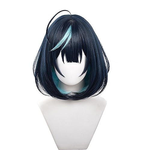 XiongXiongLe Short Dark Blue Mixed Cyan Wig for Sagiri Esu Cosplay Anime Ensemble Stars Sagiri Men Costume Middle Long Hair Wigs Adult Cos Party Festival Halloween Christmas Comic(Sagiri Esu) - Sagiri Esu