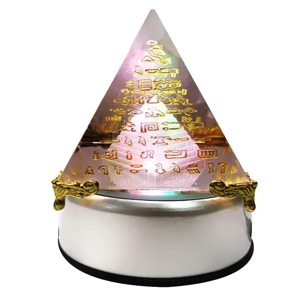AXAYINC 80mm K9 Crystal Pyramid Figurine Collectible Gold-Plated Decoration. - Word Base