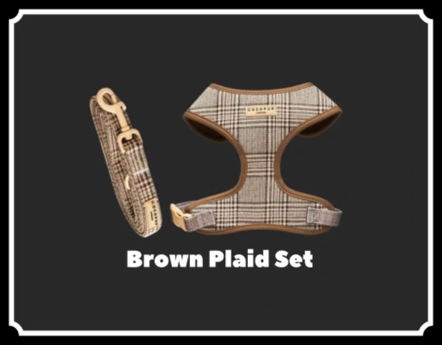 Brown Plaid Harness & Lead Set