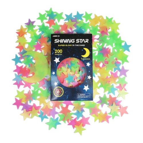 Glow in The Dark Stars Stickers for Ceiling, Adhesive 200pcs 3D Glowing Stars and Moon for Kids Bedroom,Luminous Stars Stickers Create a Realistic Starry Sky,Room Decor,Wall Stickers - 