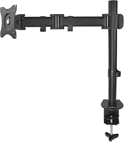 VIVO Single Monitor Desk Mount, Fully Adjustable Stand for 1 LCD Screen up to 32 inches, Ultra Wide Screens up to 38 inches, 22 lbs Capacity, STAND-V001M - up to 38" screens - Standard
