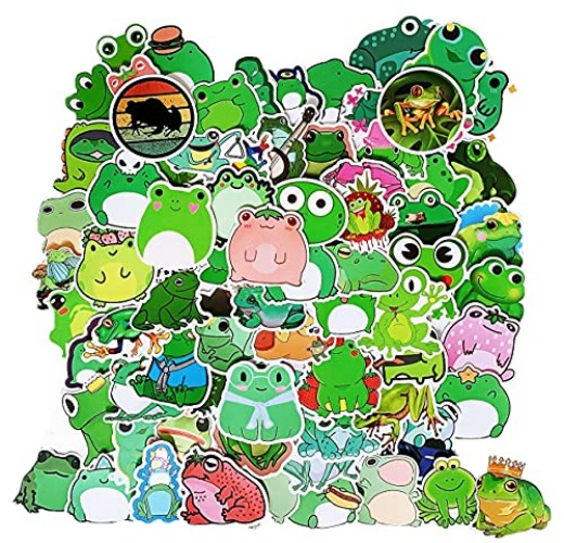 100PCS Frog Stickers Frog Decals Cute Frog Laptop Stickers Cartoon Frog Waterproof Decorative Stickers for Computer, Luggage, Guitar, Water Bottle,Skateboard,Cute Frog Stuff