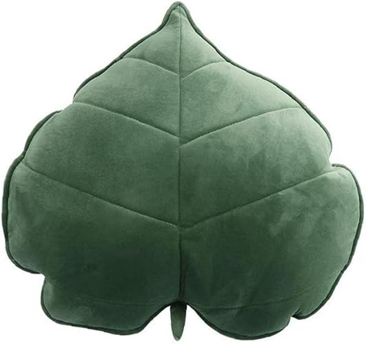 Useful and Deft Durable and Nice Decorative Artificial Flowers, 3D Leaf Throw Pillow Comfortable Sofa Bedroom Sleeping Cushion Decor 13x13cm Dark Green