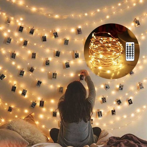 Fulen Fairy Lights for Bedroom,33ft 100LEDs Warm White Indoor String Lights USB Powered,Twinkle Lights for Teen Girls Bedroom Decor Starry Lights, Holidays Decoration - warm white 33ft 100LED