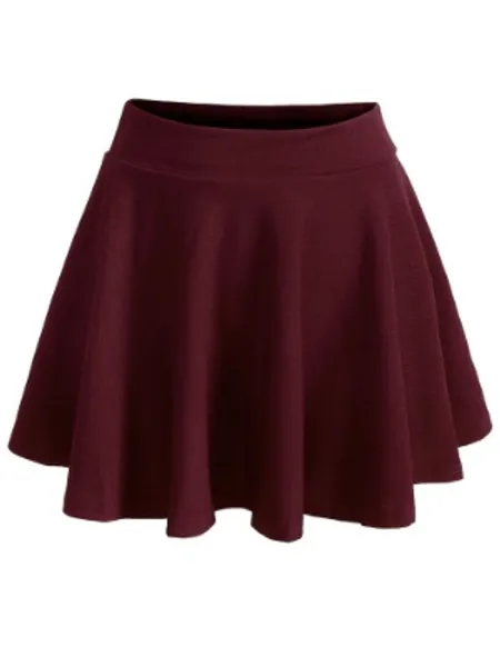 Plus Elastic Waist Solid Skirt