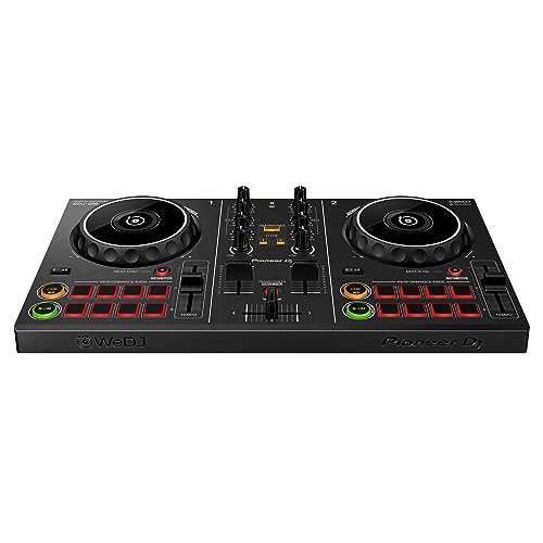 Pioneer DJ DDJ-200-2-Deck Digital DJ Controller with USB/Bluetooth Connectivity, WeDJ App, and 16 Performance Pads - DJ Controller