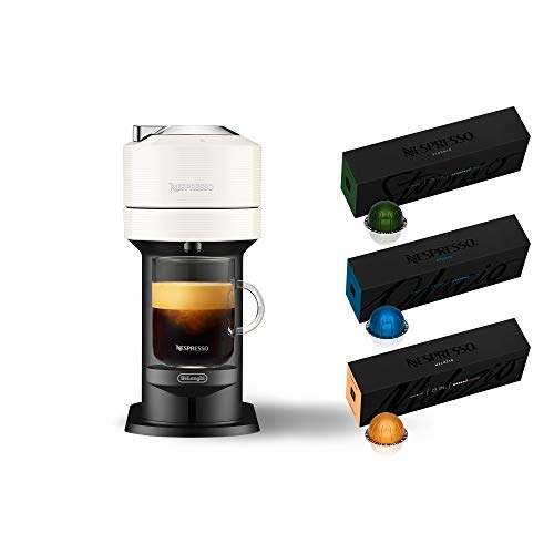 Nespresso Vertuo Next Coffee and Espresso Machine by De'Longhi, White, Compact, One Touch to Brew, Single-Serve Coffee Maker and Espresso Machine - Machine + Capsule Set - White