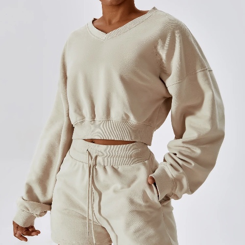 Oversized Cotton Sweatshirt - Cream / S