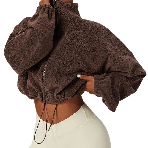 Cotton Fleece Zip Jacket - Caramel / S